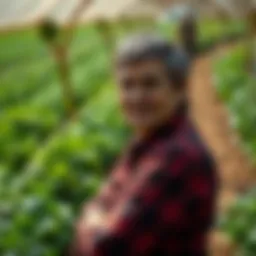 A lush regenerative farm showcasing diverse crops and healthy soil