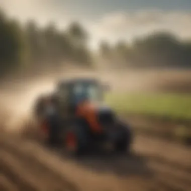 A ride along skid steer efficiently working in a modern agricultural setting.