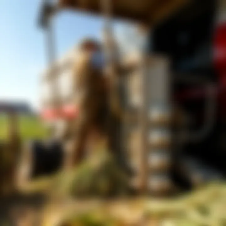 Maintenance check being performed on a silage machine