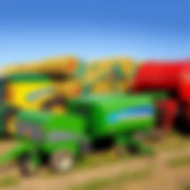 Variety of Silage Machines Different types of silage machinery lined up for comparison
