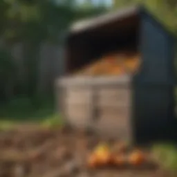 A compost bin filled with organic waste