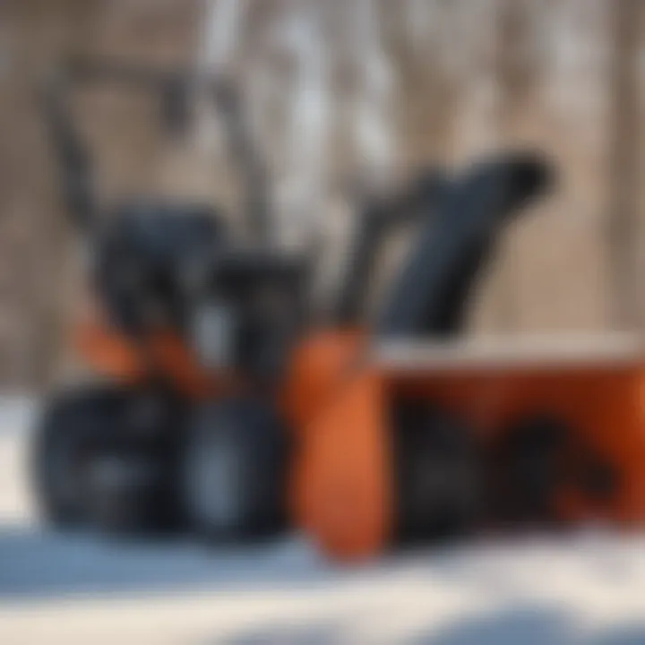 Detailed view of Sno Tek Ariens snow blower showcasing its robust design and features