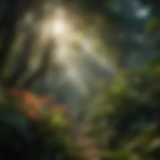 Lush rainforest canopy with diverse flora