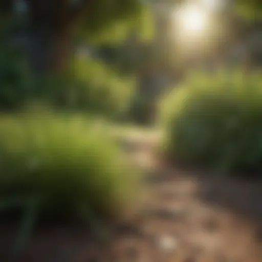 Lush grass thriving in shaded garden