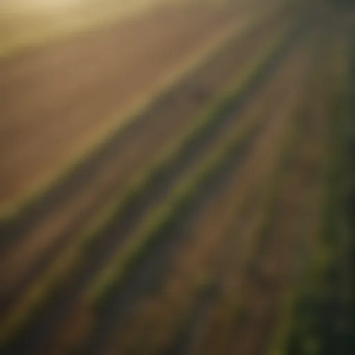 Aerial view of diverse farmland showcasing various crops