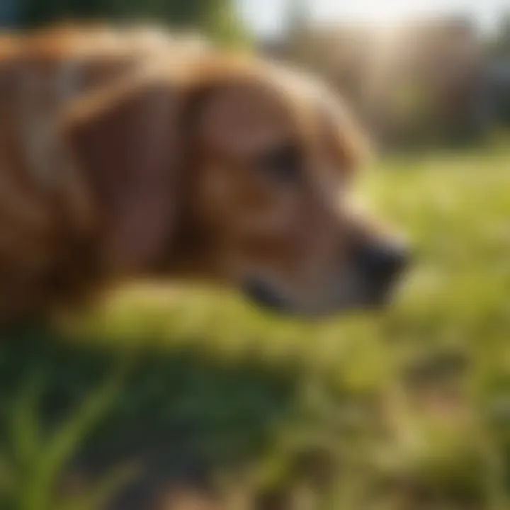 Vibrant grass patch showing the effects of dog urine damage