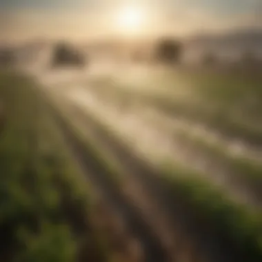 Sustainability in Agriculture with Mist Irrigation A visual representation of sustainable agricultural practices supported by mist irrigation