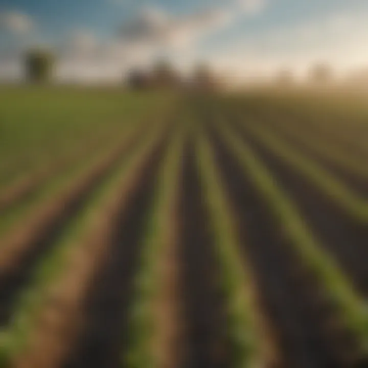 An agricultural field utilizing sustainable practices and renewable energy sources