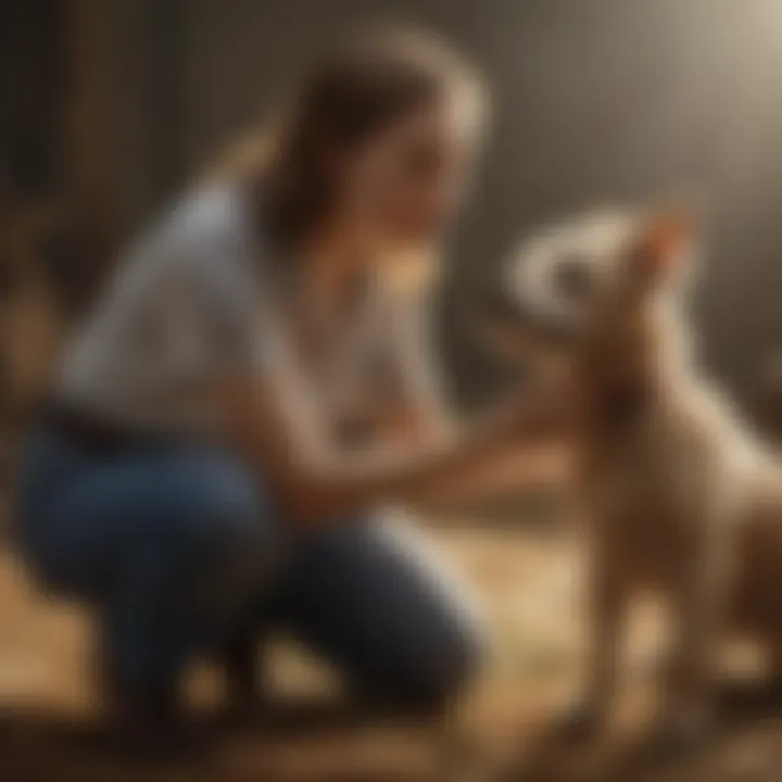 Pet owner applying preventative treatment on their furry friend