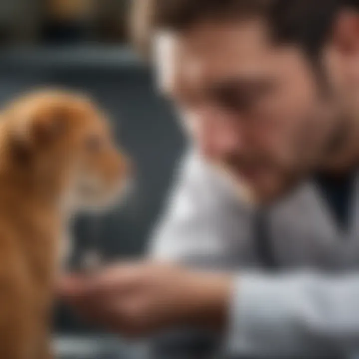 Close-up of a veterinarian examining a pet for parasites