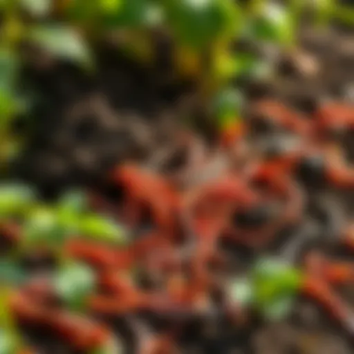 Vibrant worm castings in a garden setting