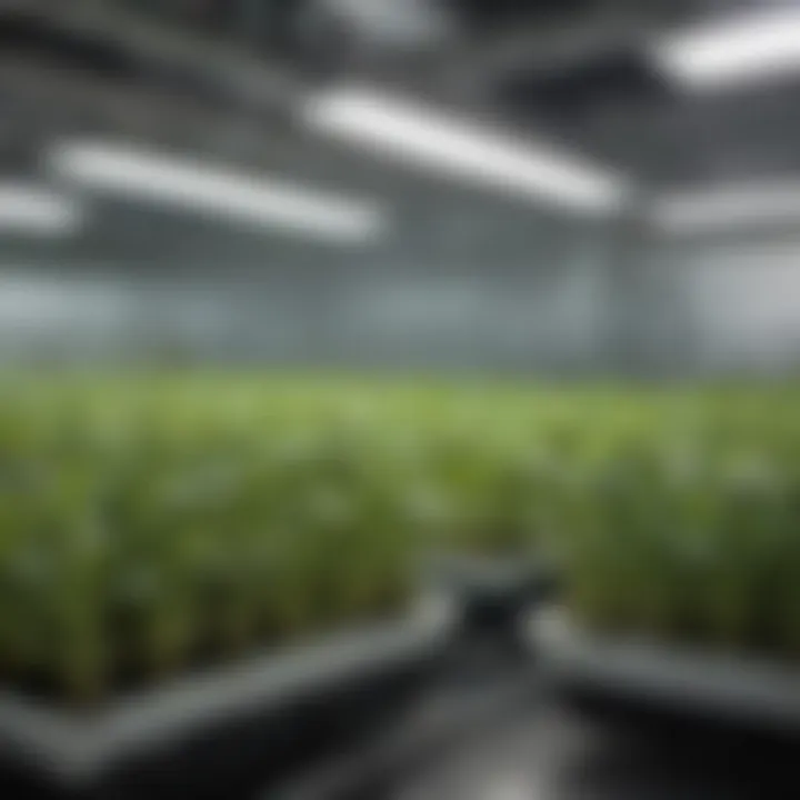 Close-up of hydroponic setup inside a grow tent