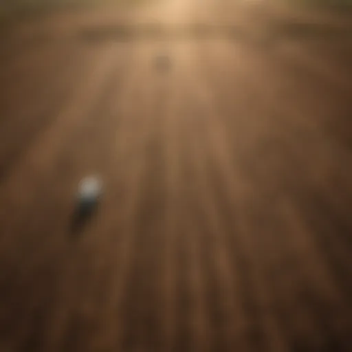 Aerial view of agricultural land affected by climate change.