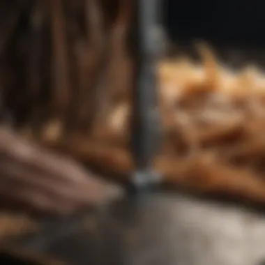 Efficient Feather Removal Mechanism Close-up view of feathers being efficiently removed using a motorized plucker