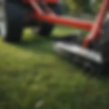 Close-up of reel mower blades highlighting their cutting efficiency