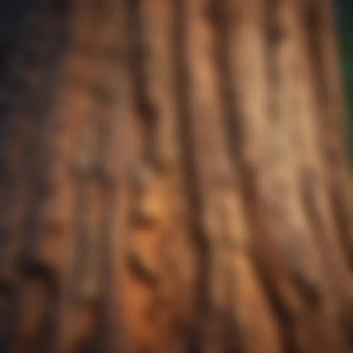 Close-up of ancient sequoia bark showcasing its texture