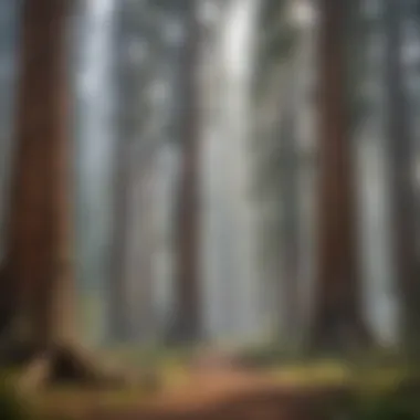 Misty Grove of Old-Growth Sequoias Grove of old-growth sequoias surrounded by mist