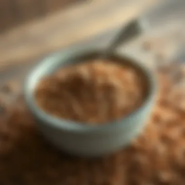 A visually appealing bowl of flaxseed meal ready for incorporation into feed