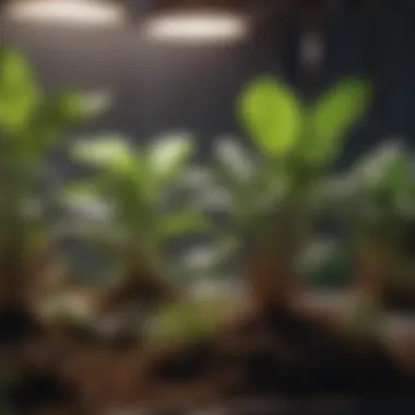 Healthy Plant Growth Under Artificial Lighting Close-up of a plant thriving under grow lights