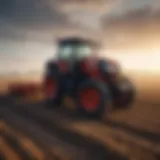 Advanced tractor in a vast field