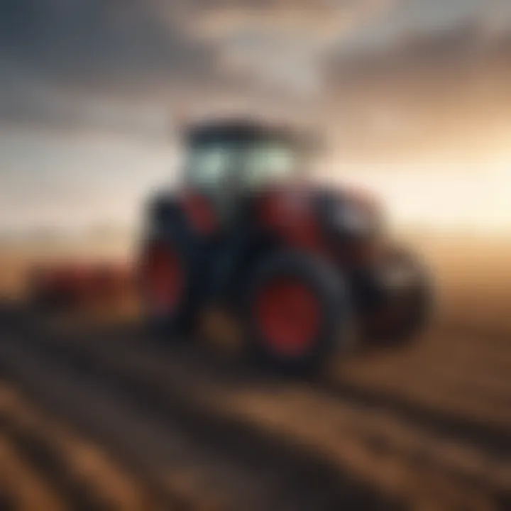 Advanced tractor in a vast field