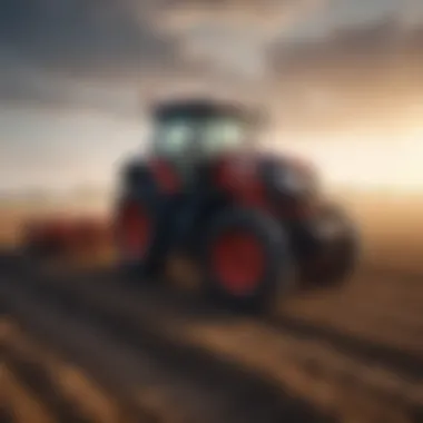 Modern Tractor Revolutionizing Farming Advanced tractor in a vast field