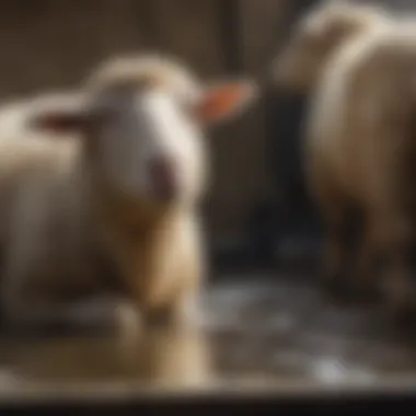 Routine Observation of Sheep During Foot Bath Farmer observing sheep during foot bath routine