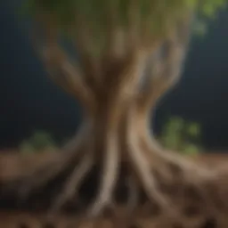 Close-up of plant roots showcasing enhanced growth