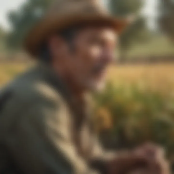 An agricultural meeting with diverse participants communicating across languages