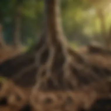 Impact of Tree Roots on Soil Health Healthy soil enriched by tree roots and organic matter