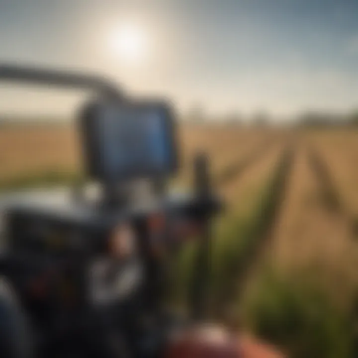 Close-up of the control panel of a three point boom sprayer