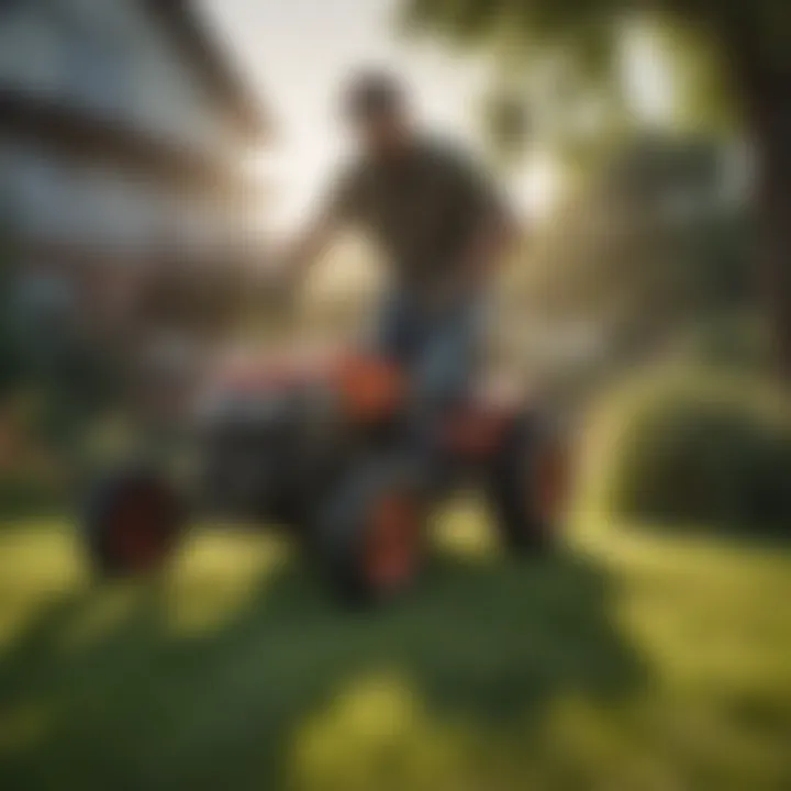 A person applying weed killer to a lawn