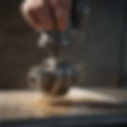 A close-up view of a tub grinder in action, illustrating its cutting mechanism.