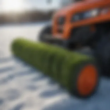 Close-up of a turf snow pusher's design features
