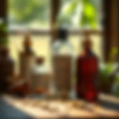 Ingredients of antifungal shampoo displayed on a table