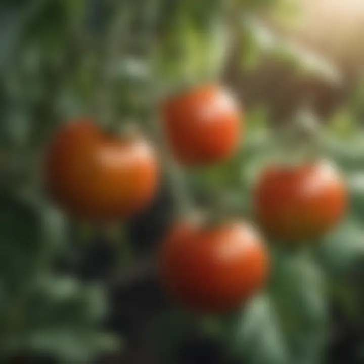 Close-up of blighted tomato leaves showing signs of disease