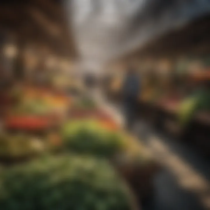 A vibrant market scene emphasizing local produce and sustainable choices.