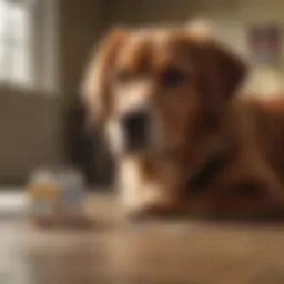 A dog receiving a medication dose