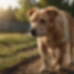 A senior dog showing signs of discomfort while walking