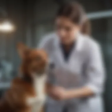Veterinarian examining a dog