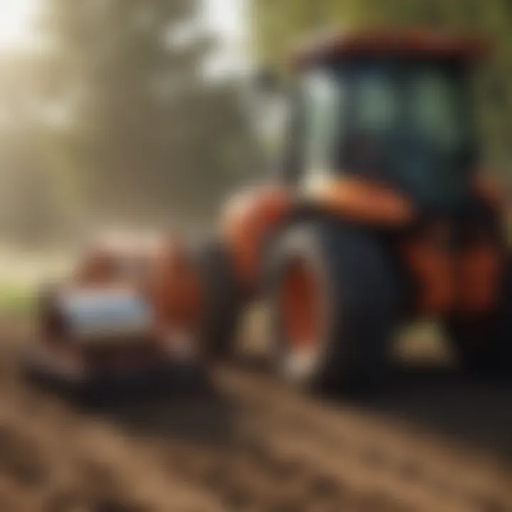 Drum mulcher attachment in action on agricultural land