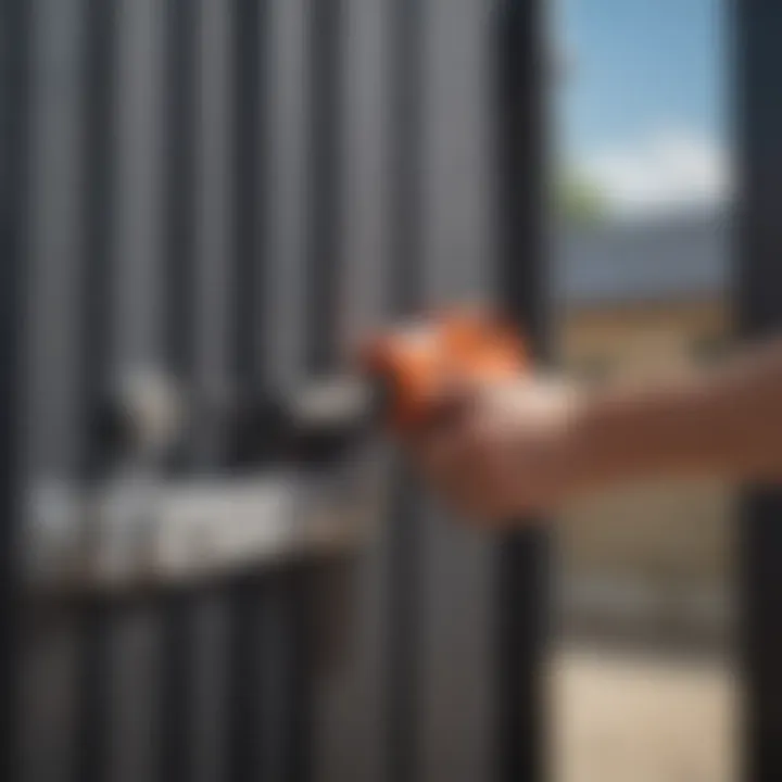 A technician installing an electric gate latch as part of a security upgrade.