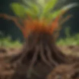Illustration of soil microorganisms interacting with plant roots