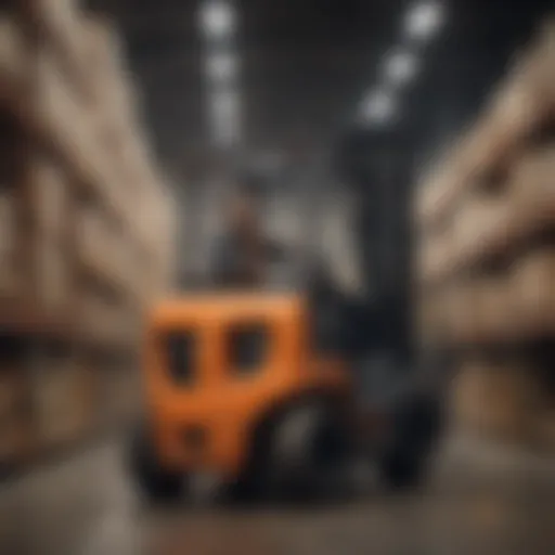 Forklift operator in action at a warehouse