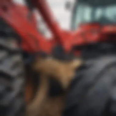 Attachment Mechanism of Front Hay Spears Close-up of front hay spear attachment on a tractor