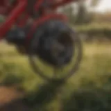 Close-up view of hay tedder rotor assembly