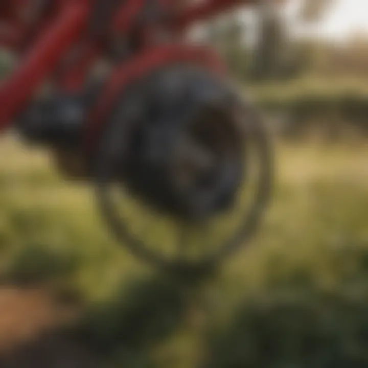 Close-up view of hay tedder rotor assembly