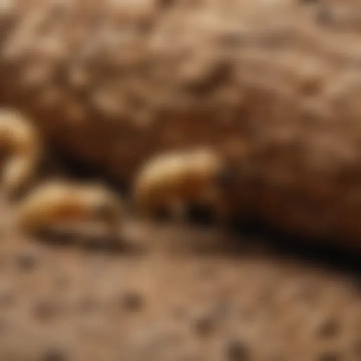 Close-up view of hopper termites in their natural habitat