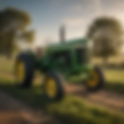 A classic John Deere tractor in a rural setting