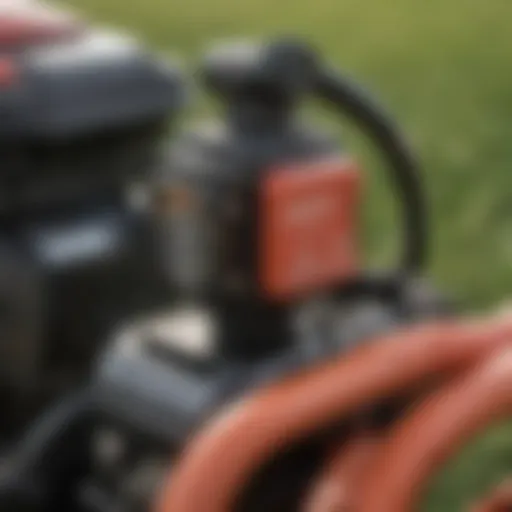 Close-up of a lawn mower safety switch highlighting its functionality